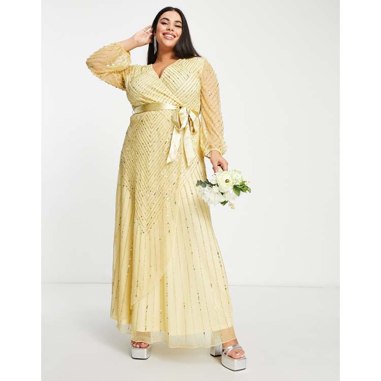 Gold maxi 2025 dress plus size