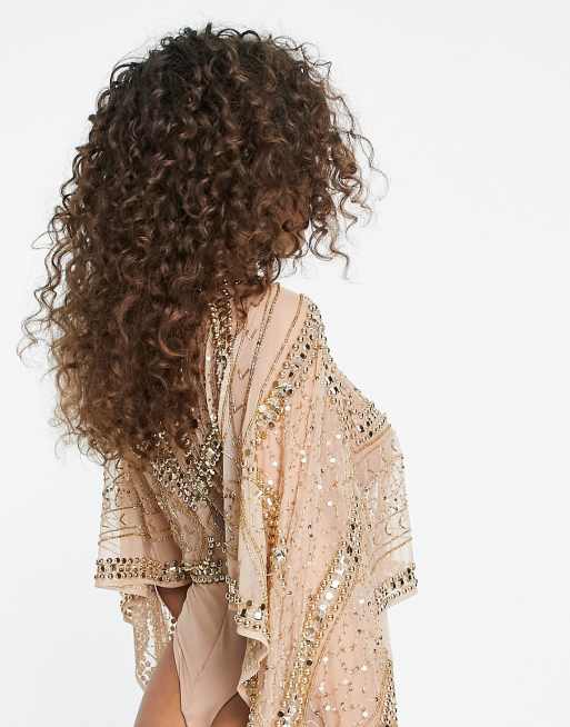 Frock And Frill - Premium body met versiering en kimonomouw in goud , 4 van 4