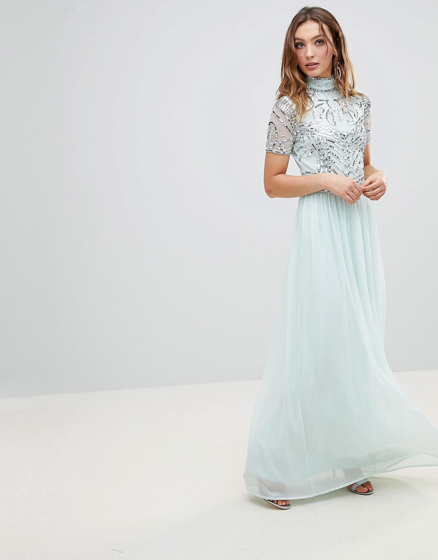 Frock And Frill - Premium - Lange jurk met versierde top-Blauw