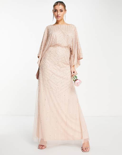 Frock and Frill - Robe longue de demoiselle d'honneur à manches oversize - Blush