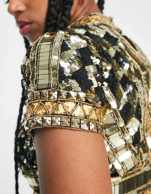 Frock And Frill - Sort croptop med guldfarvede detaljer og udsmykning, 3 af 4