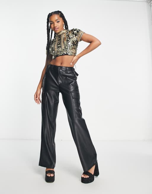 Frock And Frill - Sort croptop med guldfarvede detaljer og udsmykning, 4 af 4