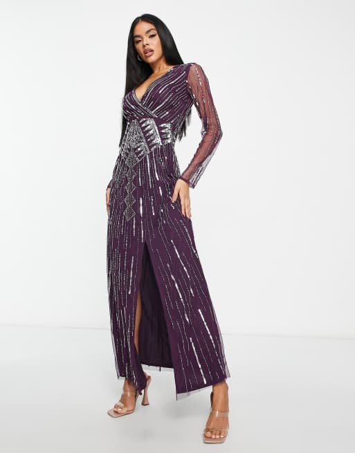Frock and Frill - Vestito lungo avvolgente color prugna scuro 