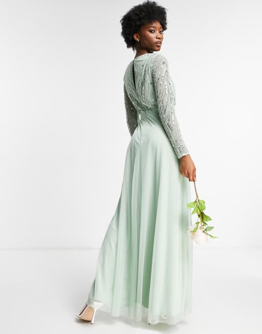 Asos green 2024 embellished dress