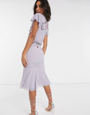 lilac peplum dress