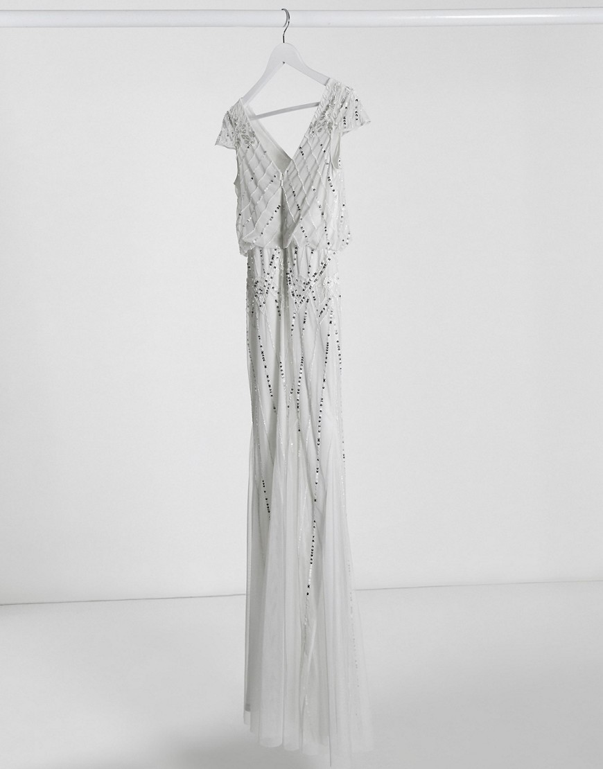 Alternative product photo of Frock frill embellished v neck maxi dress in ivory - white