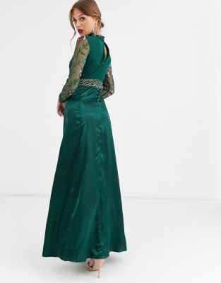 Frock & Frill long sleeve embroidered maxi dress