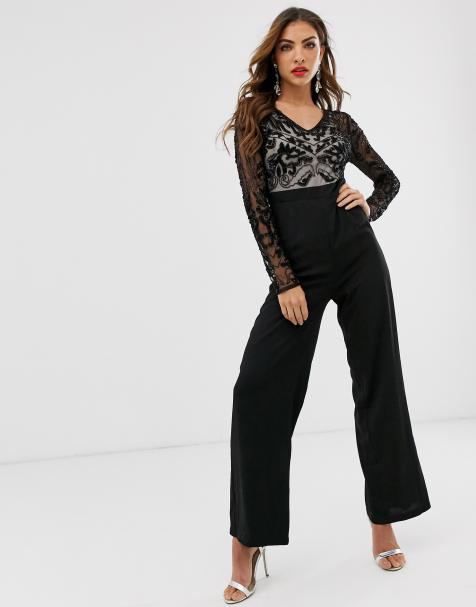 Frock & Frill long sleeve embellished wide leg jumpsuit - view 1