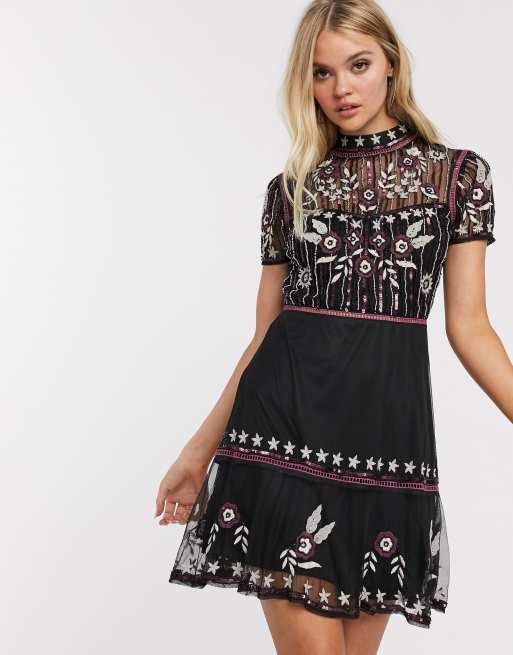 Frock and frill embroidered skater sale dress