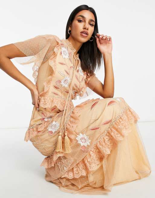 Asos peach maxi outlet dress