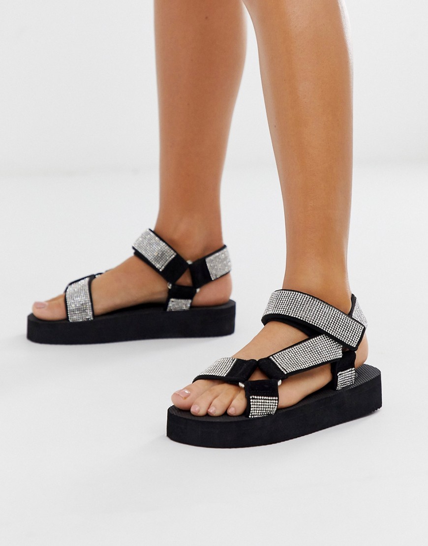 Frontline sporty sandaler med glimmersten fra ASOS DESIGN-Multifarvet