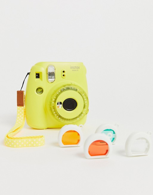 Fujifilm instax mini 9 clear camera in yellow