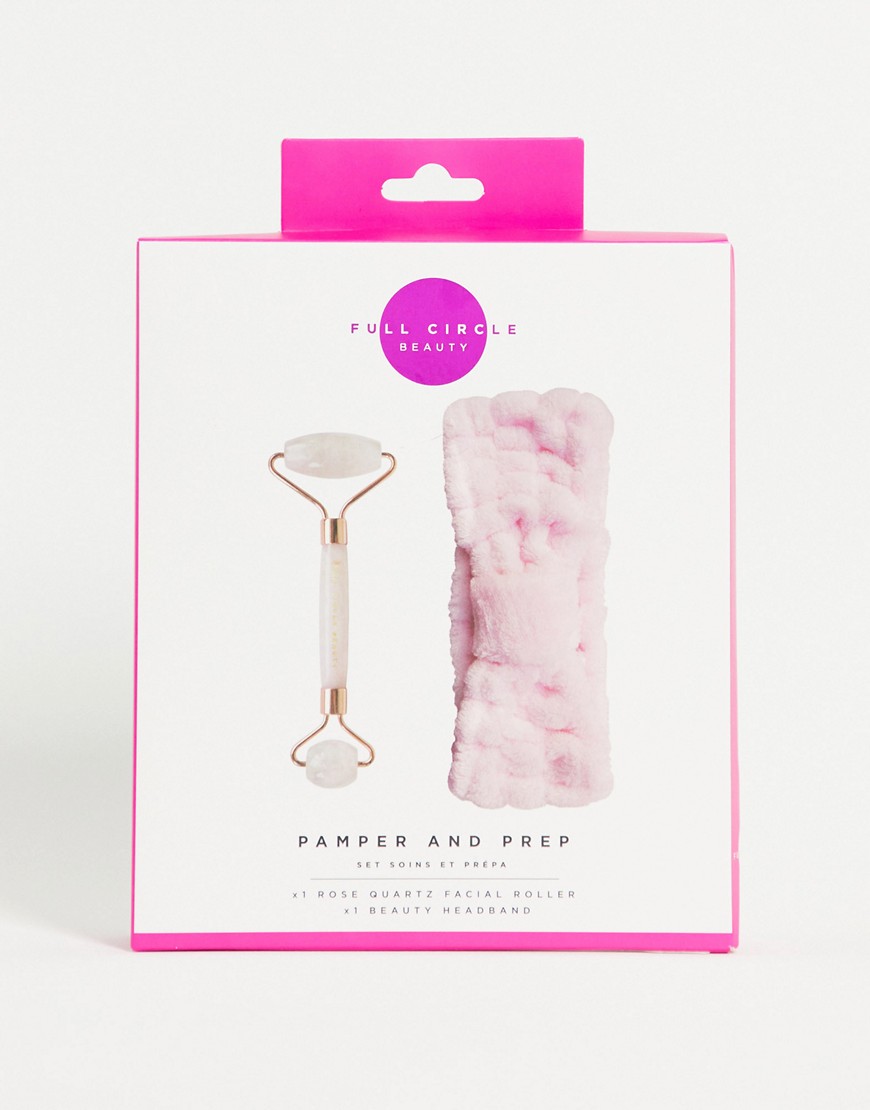 Full Circle Beauty - Dual Sided Rose Quartz Roller and Headband-No colour