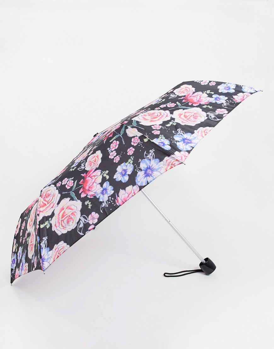 Fulton - Minilite - Paraply med tegnede blomster-Multifarvet