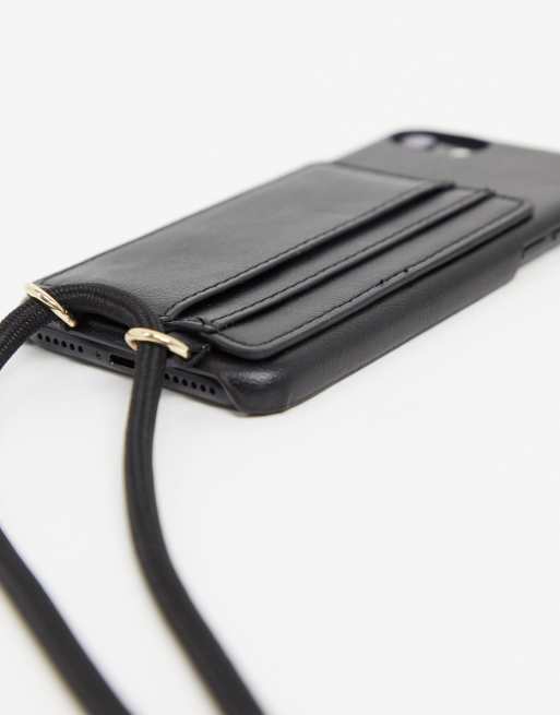 Funda de móvil negra de cuero vegano colgante Lulu de Monki, 2 de 4