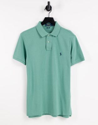  Футболка-поло из пике цвета морской волны с логотипом Polo Ralph Lauren-Зеленый цвет