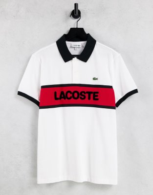 Футболки-поло  Asos Футболка поло с блочным логотипом Lacoste-Белый