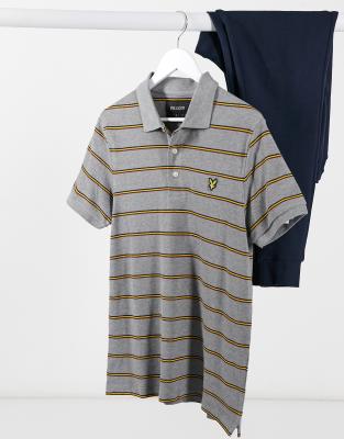 фото Футболка-поло в полоску lyle & scott-серый