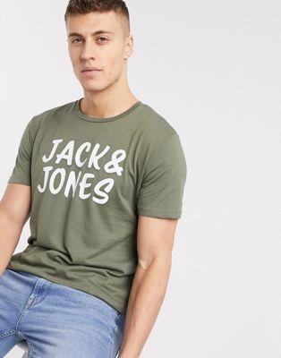 фото Футболка с большим логотипом бренда jack & jones-зеленый