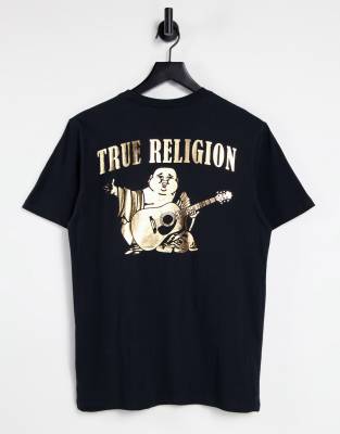 фото Футболка с круглым вырезом и золотистым логотипом в виде будды true religion-черный цвет