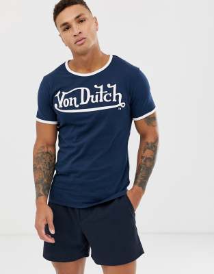 фото Футболка с логотипом von dutch-темно-синий