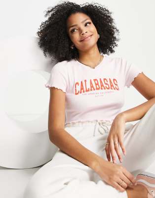 фото Футболка с принтом "calabasas" miss selfridge-розовый цвет