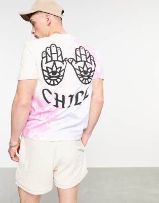 Футболки с принтом Футболка с принтом тай-дай и надписью Chill на спине Bershka-Желтый