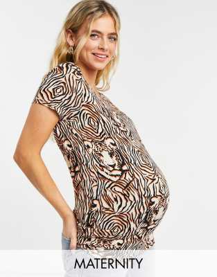 фото Футболка с тигровым принтом mamalicious maternity-белый