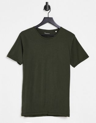 фото Футболка цвета хаки из органического хлопка knowledge cotton apparel-зеленый цвет