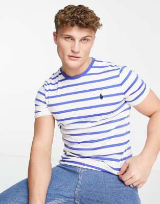Футболки в полоску  Asos Футболка в полоску синего и белого цветов с маленьким логотипом Polo Ralph Lauren-Разноцветный