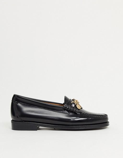 G H Bass Weejun coin chain leather loafers in black