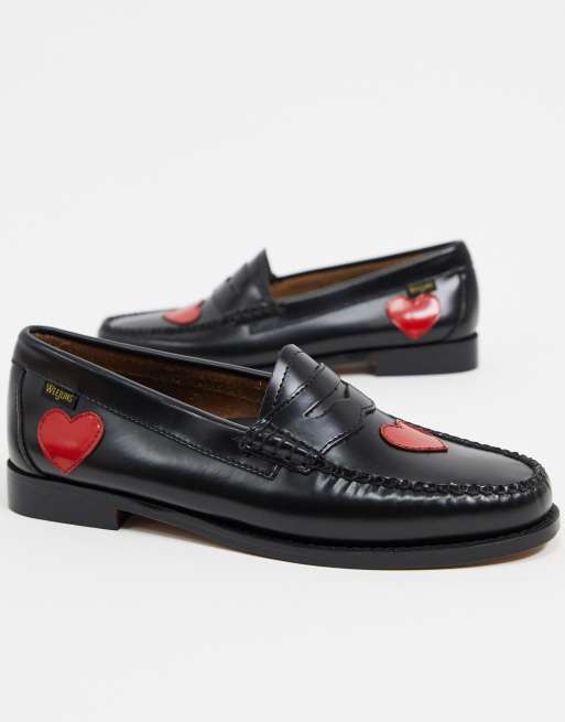 G H Bass Weejun penny love leather leafers in black and red