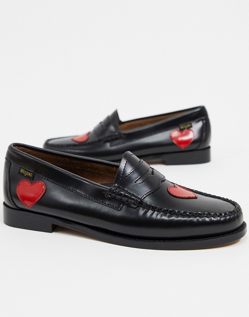 G H Bass - Weejun penny love - sorte og røde læder-loafers