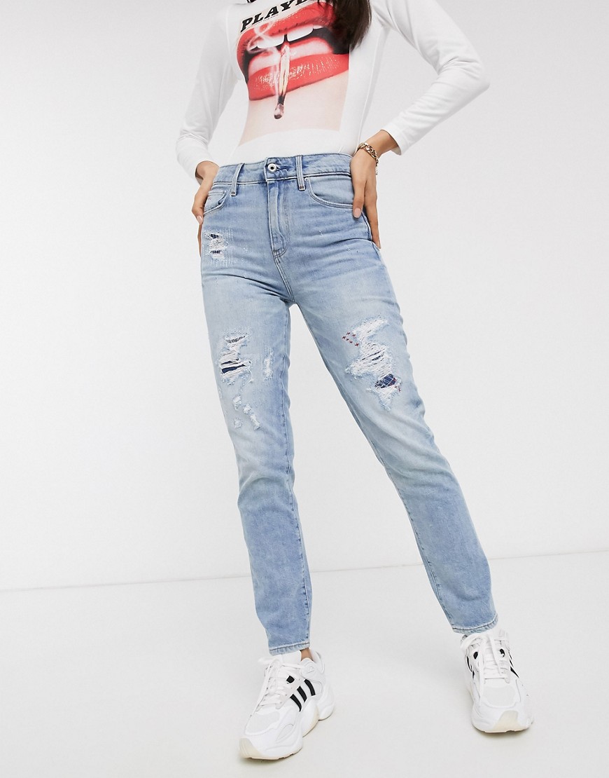 G-Star – 3301 – Ankellånga straight jeans i 90-talsmodell med hög midja-Blå
