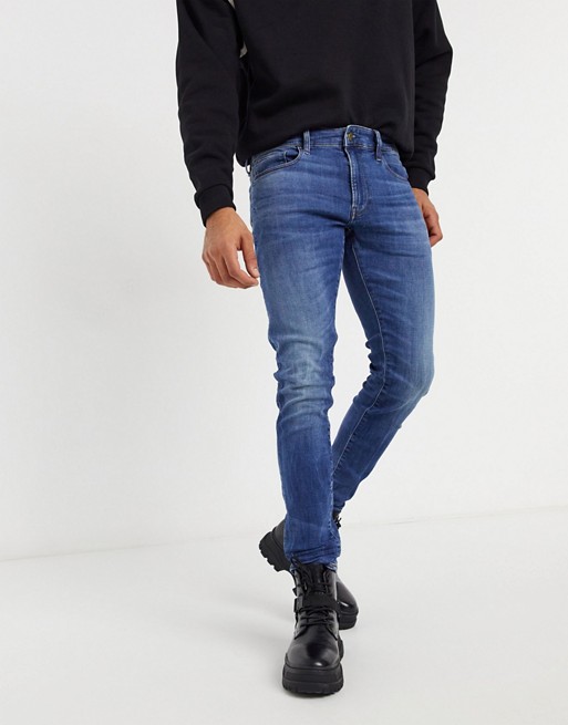 G-Star 3301 deconstructed skinny fit jeans in medium indigo aged