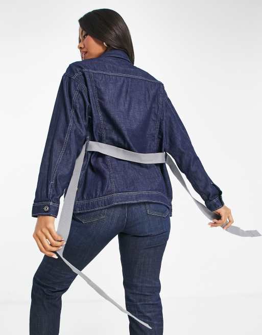 G-Star - 3301 - Echt boyfriend denim jack met riem in donkerblauw, 2 van 4