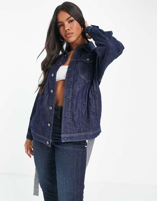 G-Star - 3301 - Echt boyfriend denim jack met riem in donkerblauw, 4 van 4