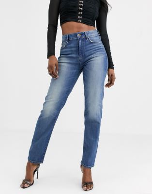 high rise straight ankle jeans