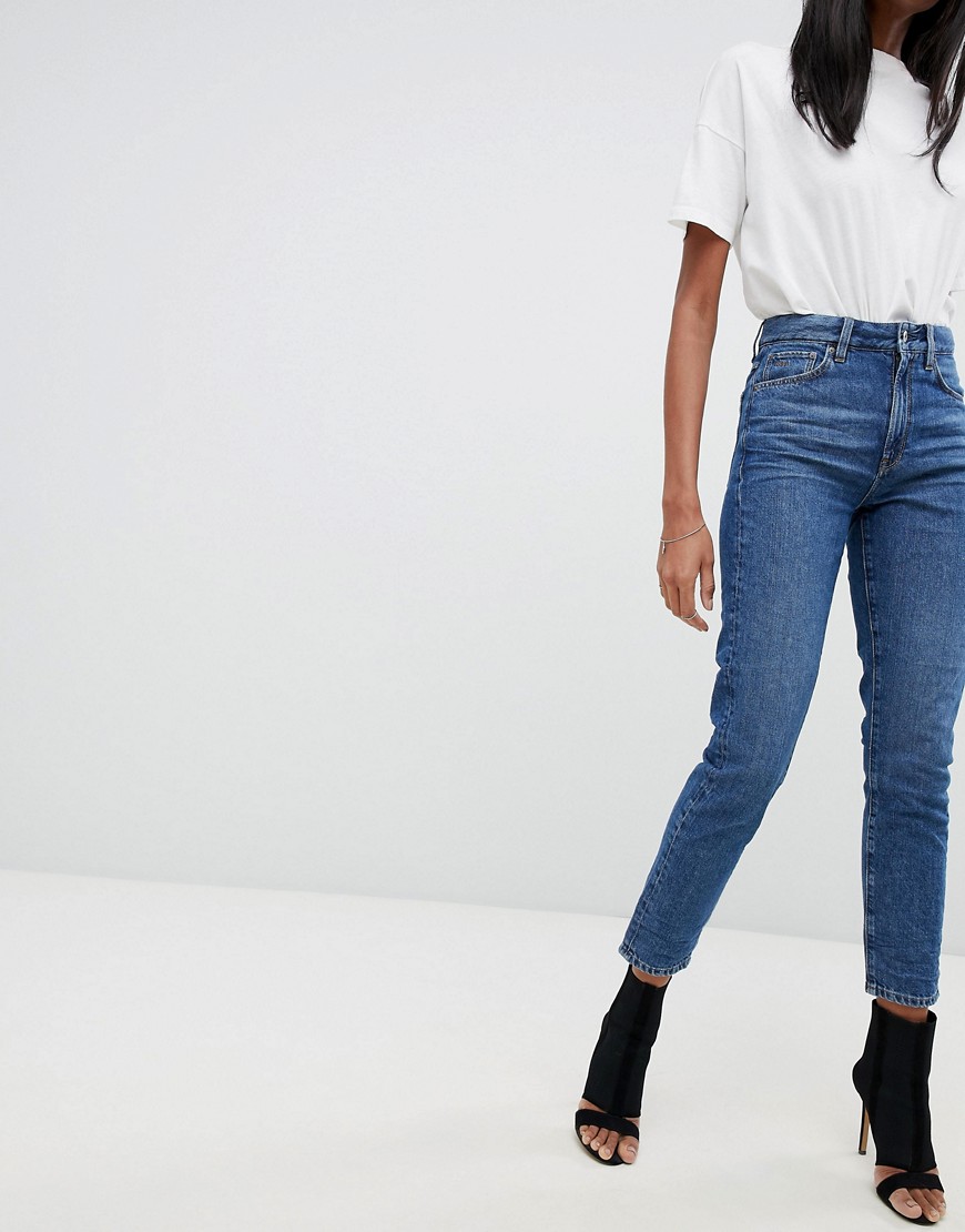 G-Star – 3301 – Jeans i mom jeans-modell med hög midja-Blå