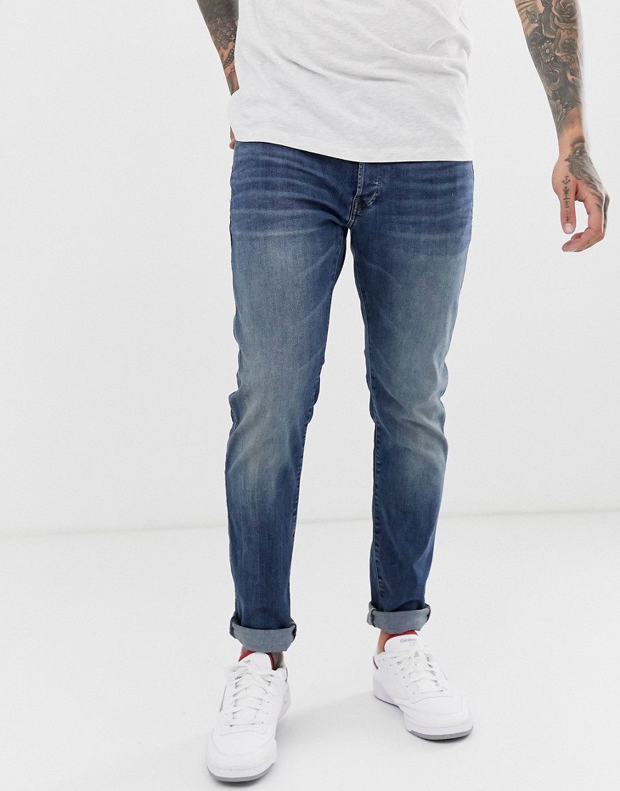 G-Star – 3301 – Mellanblå slim jeans