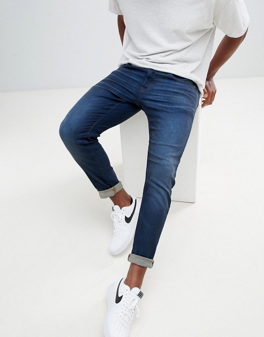G-Star 3301 – Mörka slim jeans i vintagamodell-Blå