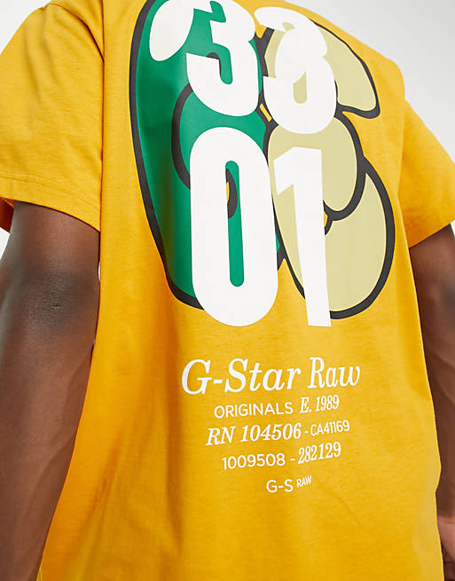 G-Star 3301 oversized back print t-shirt in orange | ASOS