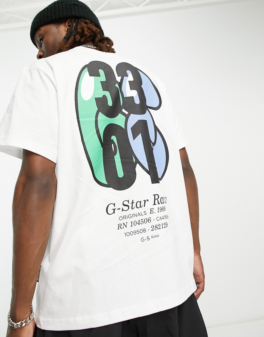 G-Star 3301 oversized back print t-shirt in white
