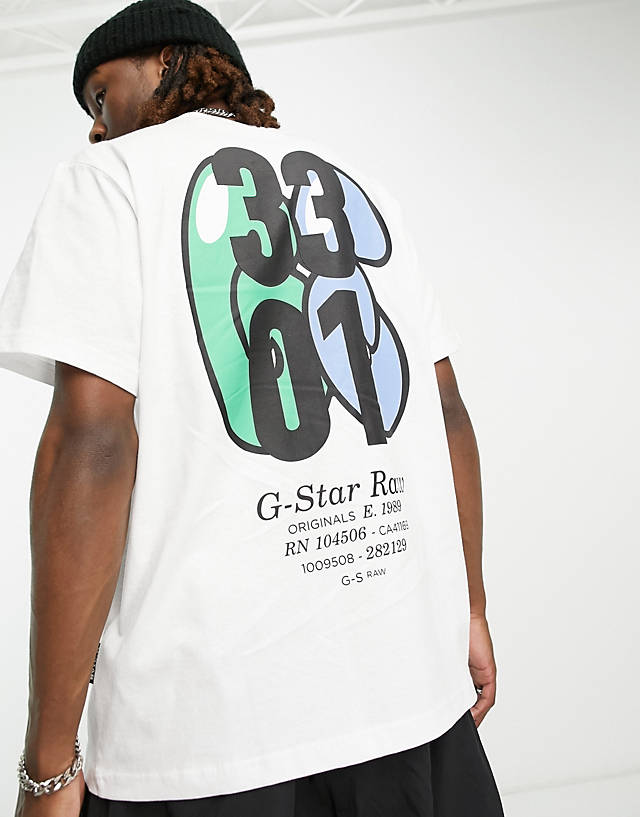 G-Star - 3301 oversized back print t-shirt in white