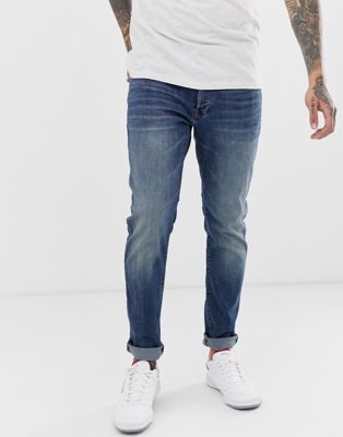 G-Star – 3301 – Schmale Jeans in Medium-Aged-Waschung-Blau