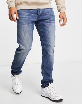 Shop G-star 3301 Slim Fit Jeans In Mid Blue