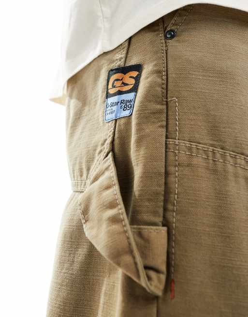 G-Star – 3D – Locker geschnittene Carpenter-Jeans aus Denim in verwaschenem Beige, 3 von 5