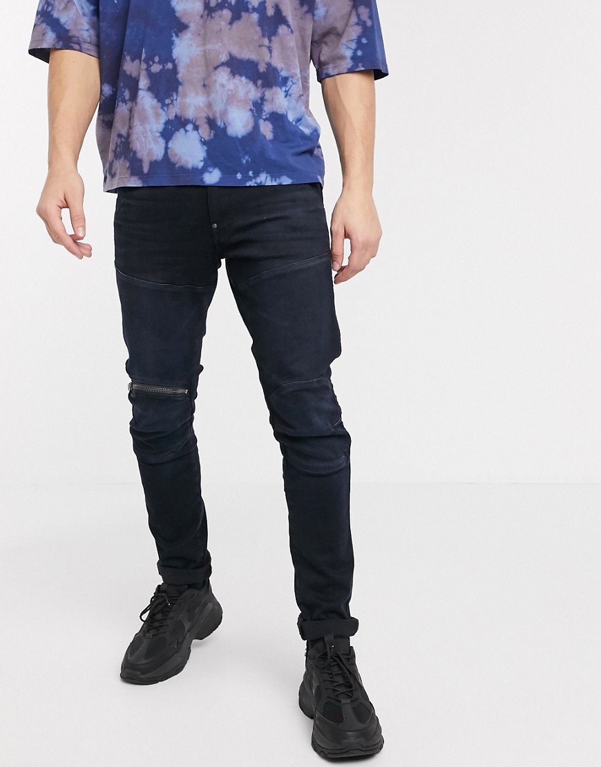 G-Star - 5620 3D - Skinny-fit jeans met rits op de knie in zwart