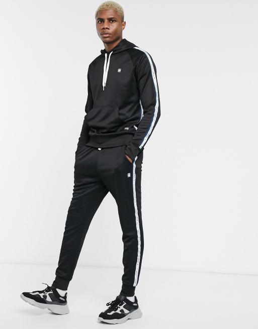 G Star Alchesai taped tracksuit set in black ASOS