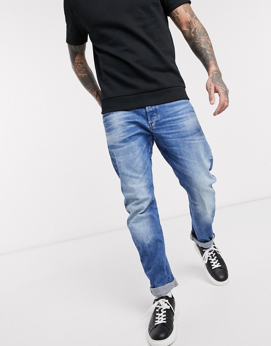 G-Star – Arc 3D – Ljustvättade slim jeans-Blå